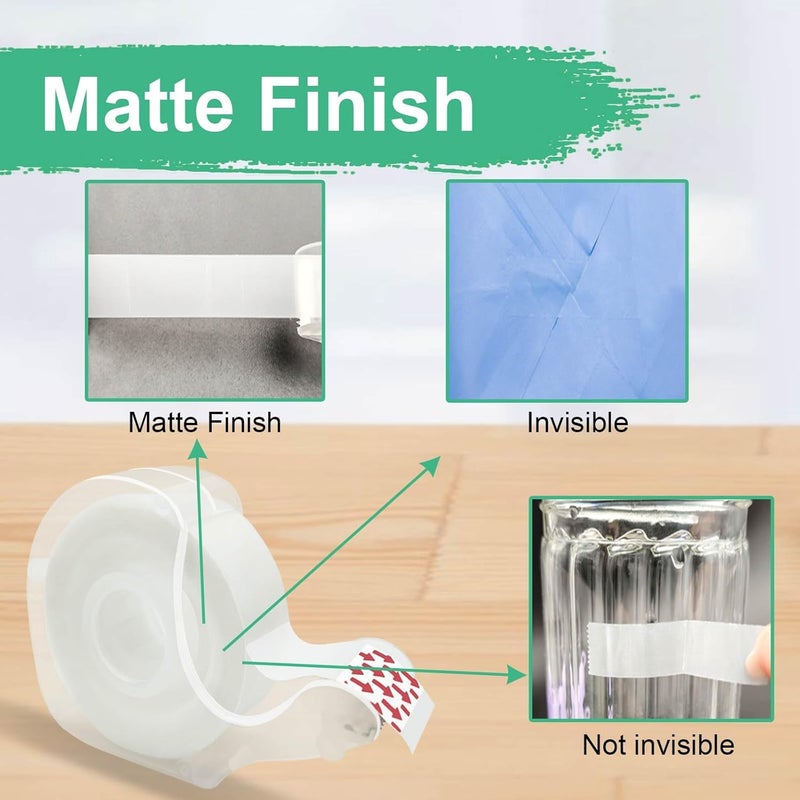 BeataTap Tape Bulk, Clear Tape, Invisible, Matte Finish, Writable, 3/4 in x 650 in, Transparent Tape, 12 Rolls with Dispensers, Ideal for Gift Wrapping, School Supplies & Office Use - Image 2